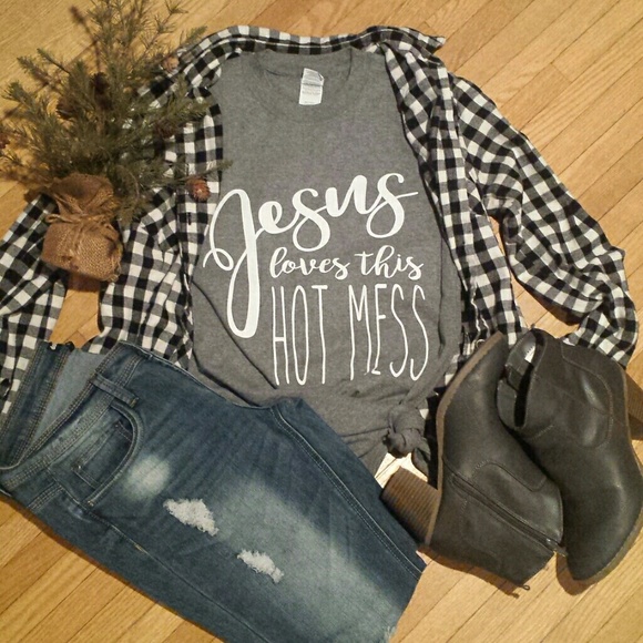 Gildan Tops - 👼GREAT GIFT! 1 LEFT! "Jesus loves this HOT MESS"